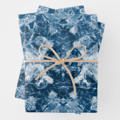 Tribaal Native Art White Dark Classic Blue Design Inpakpapier Vel (In situ)