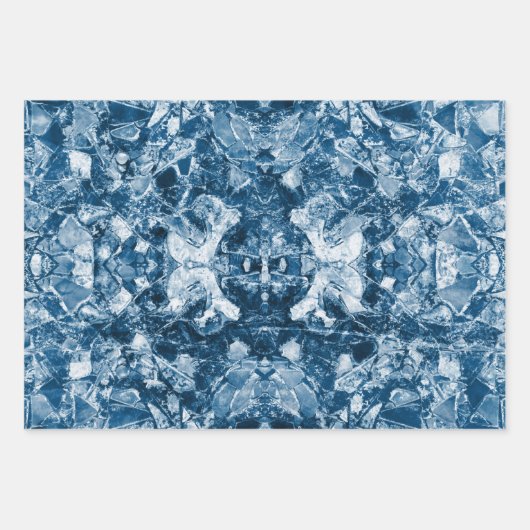 Tribaal Native Art White Dark Classic Blue Design Inpakpapier Vel (Voorkant)