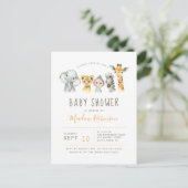 Tribaal Oerwoud Dieren Moderne olifant Baby shower Uitnodiging Briefkaart (Staand voorkant)