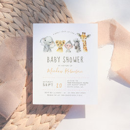 Tribaal Oerwoud Dieren Moderne olifant Baby shower Uitnodiging Briefkaart