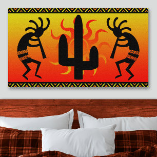 Tribaal ontwerp van de Zuidwest Kokopelli Cactus Canvas Afdruk