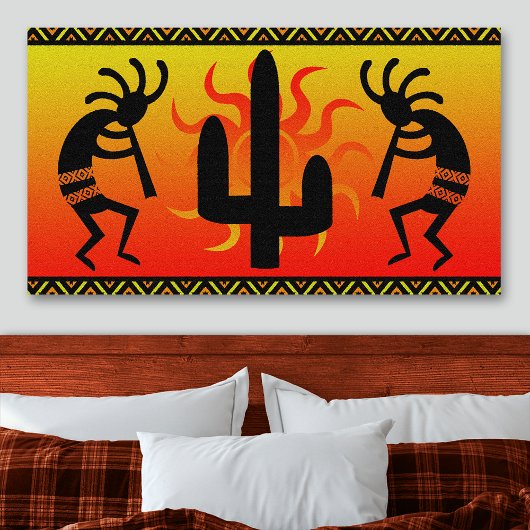 Tribaal ontwerp van de Zuidwest Kokopelli Cactus Canvas Afdruk