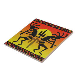 Tribaal ontwerp van de Zuidwest Kokopelli Cactus Tegeltje