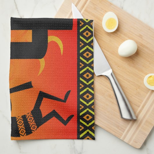 Tribaal ontwerp van de Zuidwest Kokopelli Cactus Theedoek (Quarter Fold)