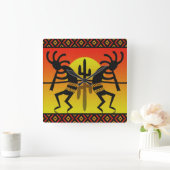 Tribaal ontwerp van de Zuidwest Kokopelli Cactus Vierkante Klok (Huis)