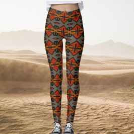Tribaal Oranje en goudpatroon Leggings