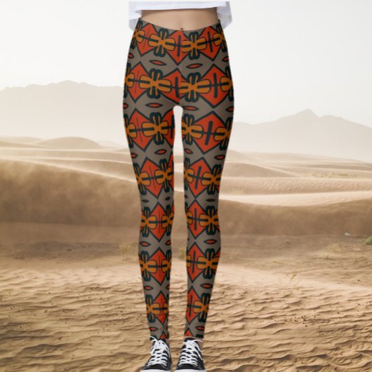 Tribaal Oranje en goudpatroon Leggings