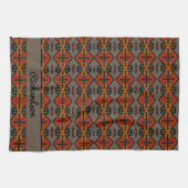 Tribaal Oranje en goudpatroon Theedoek (Horizontaal)