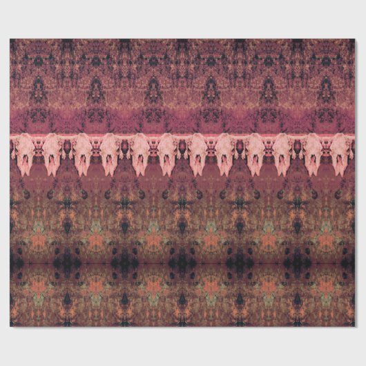 tribaal patroon bruin roze stier Koe schedel Cadeaupapier (Vlak)