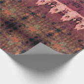 tribaal patroon bruin roze stier Koe schedel Cadeaupapier (Hoek)