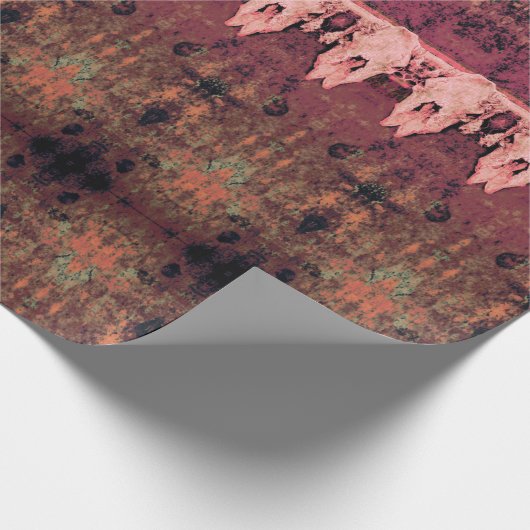  tribaal patroon bruin roze stier Koe schedel Cadeaupapier (Hoek)