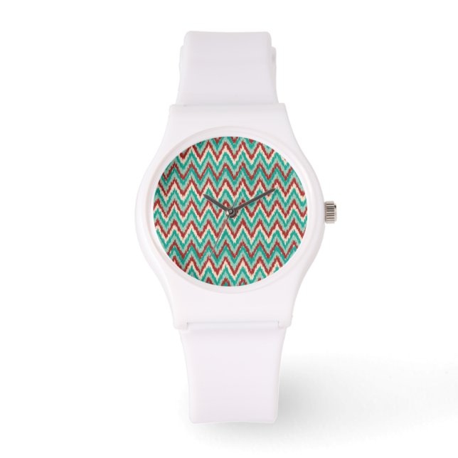 Tribaal patroon Kat ZigZag Chevron Horloge (Voorkant)