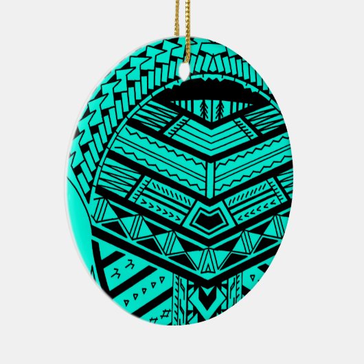 Tribaal Samoaans tattoo in symmetrie Keramisch Ornament (Rechts)