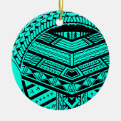 Tribaal Samoaans tattoo in symmetrie Keramisch Ornament (Voorkant)