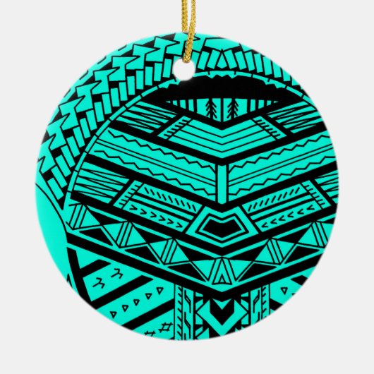 Tribaal Samoaans tattoo in symmetrie Keramisch Ornament (Voorkant)