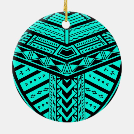 Tribaal Samoaans tattoo in symmetrie Keramisch Ornament (Achterkant)