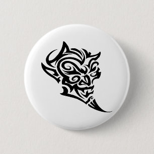 Tribaal Tattoo Devil Face Satan Ronde Button 5,7 Cm