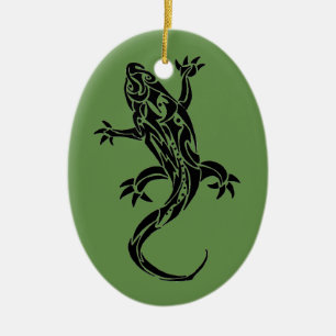 Tribaal Tattoo Gecko Green Ornament