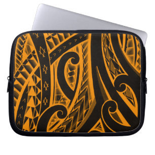 Tribaal tattoo in Maori-stijl en Polynesiaanse vor Laptop Sleeve