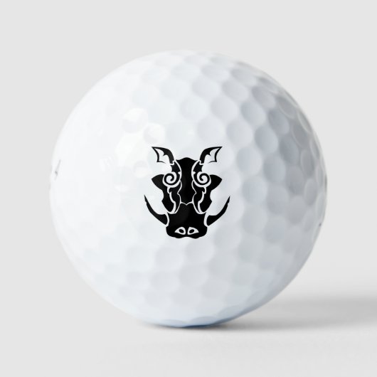 Tribaal Tattoo van een Black Boar Head Golfballen (Voorkant)