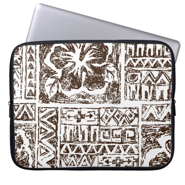 Tribaal tropisch kunstpatroon van de inheemse Hawa Laptop Sleeve (Voorkant)