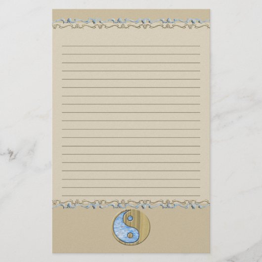 Tribaal zand en water Yin Yang Lined Briefpapier (Voorkant)