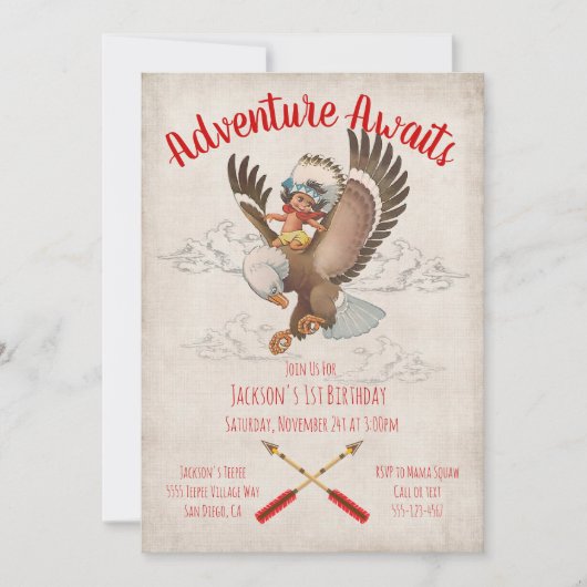 Tribal Adventure Indische Verjaardagsfeest Kaart (Voorkant)