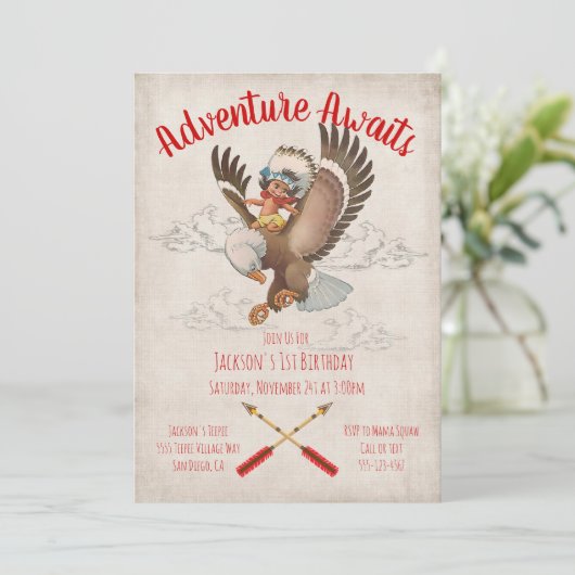 Tribal Adventure Indische Verjaardagsfeest Kaart (Staand voorkant)