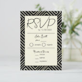 Tribal African Black and White RSVP Kaartje (Staand voorkant)