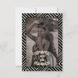 Tribal African Black and White RSVP Kaartje