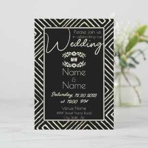 Tribal African Black and White Wedding Kaart