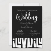 Tribal African Black and White Wedding Kaart (Voorkant)