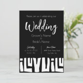 Tribal African Black and White Wedding Kaart (Staand voorkant)