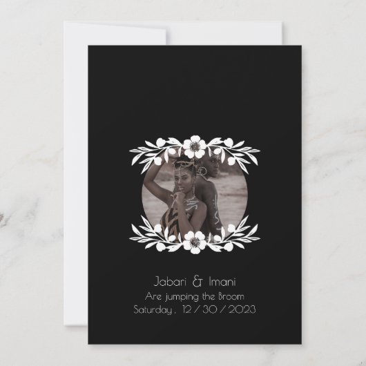 Tribal African Black and White Wedding Kaart (Achterkant)