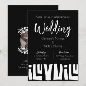 Tribal African Black and White Wedding Kaart (Voorkant / Achterkant)