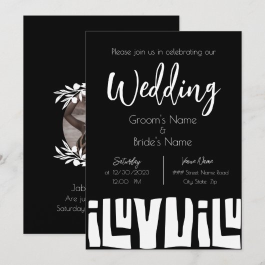 Tribal African Black and White Wedding Kaart (Voorkant / Achterkant)