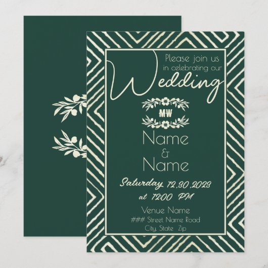 Tribal African Hunter Green Wedding Kaart (Voorkant / Achterkant)