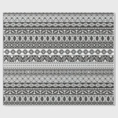 Tribal African Pattern Ethnic Black White Cadeaupapier (Vlak)