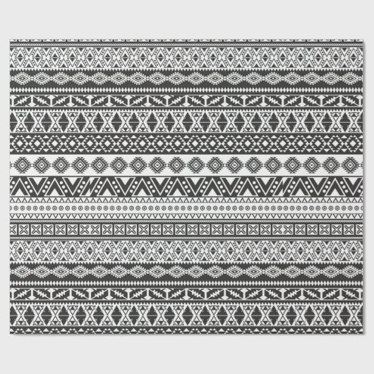Tribal African Pattern Ethnic Black White Cadeaupapier (Vlak)