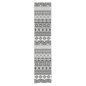 Tribal African Pattern Ethnic Black White Korte Tafelloper (Voorkant)