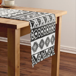 Tribal African Pattern Ethnic Black White Korte Tafelloper