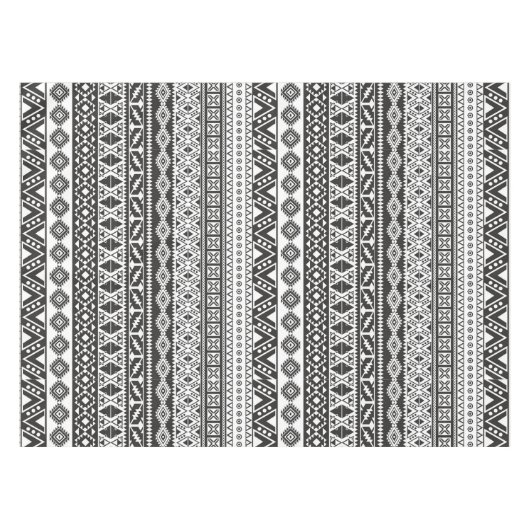 Tribal African Pattern Ethnic Black White Tafelkleed (Voorkant (Horizontaal))