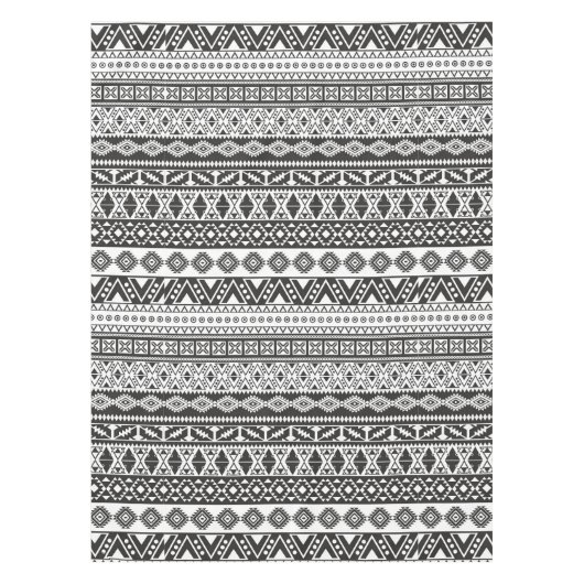 Tribal African Pattern Ethnic Black White Tafelkleed (Voorkant)