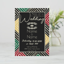 Tribal African Red Green Black Wedding Kaart