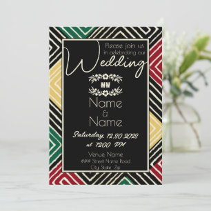 Tribal African Red Green Black Wedding Kaart