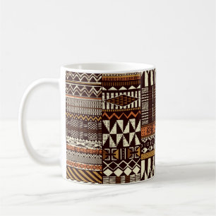 Tribal African style fabric patchwork abstract vin Koffiemok