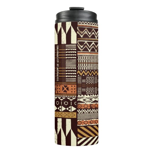 Tribal African style fabric patchwork abstract vin Thermosbeker (Voorkant)