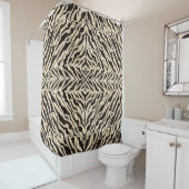 Tribal African Zebra Striped Pattern Black Tan Art Douchegordijn (In situ)