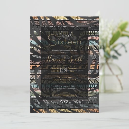 Tribal African Zebra Stripes Pattern Kaart (Staand voorkant)