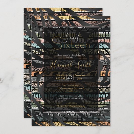 Tribal African Zebra Stripes Pattern Kaart (Voorkant / Achterkant)